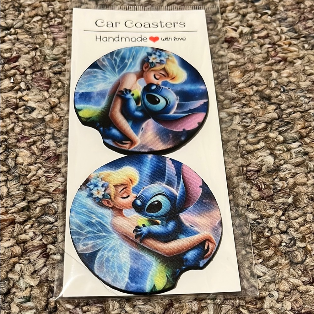 Tinkerbell and Stitch Car Coasters